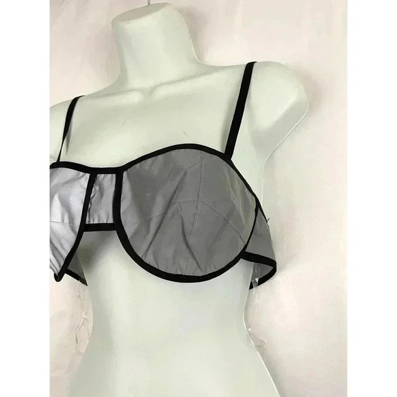 NWT Hot & Delicious Reflective Bra Top Large Gray Black Women's - Picture 12 of 13